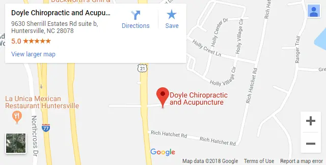 Map of Huntersville NC Chiropractors